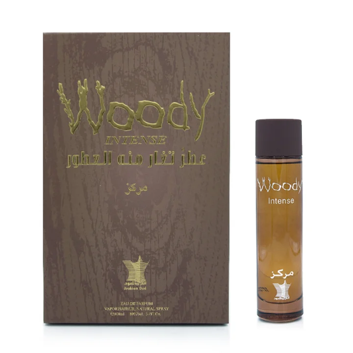 Arabian Oud Woody Intense 100 مل زجاجة المصدر الأصلية - مرجع فقط، غير متضمنة